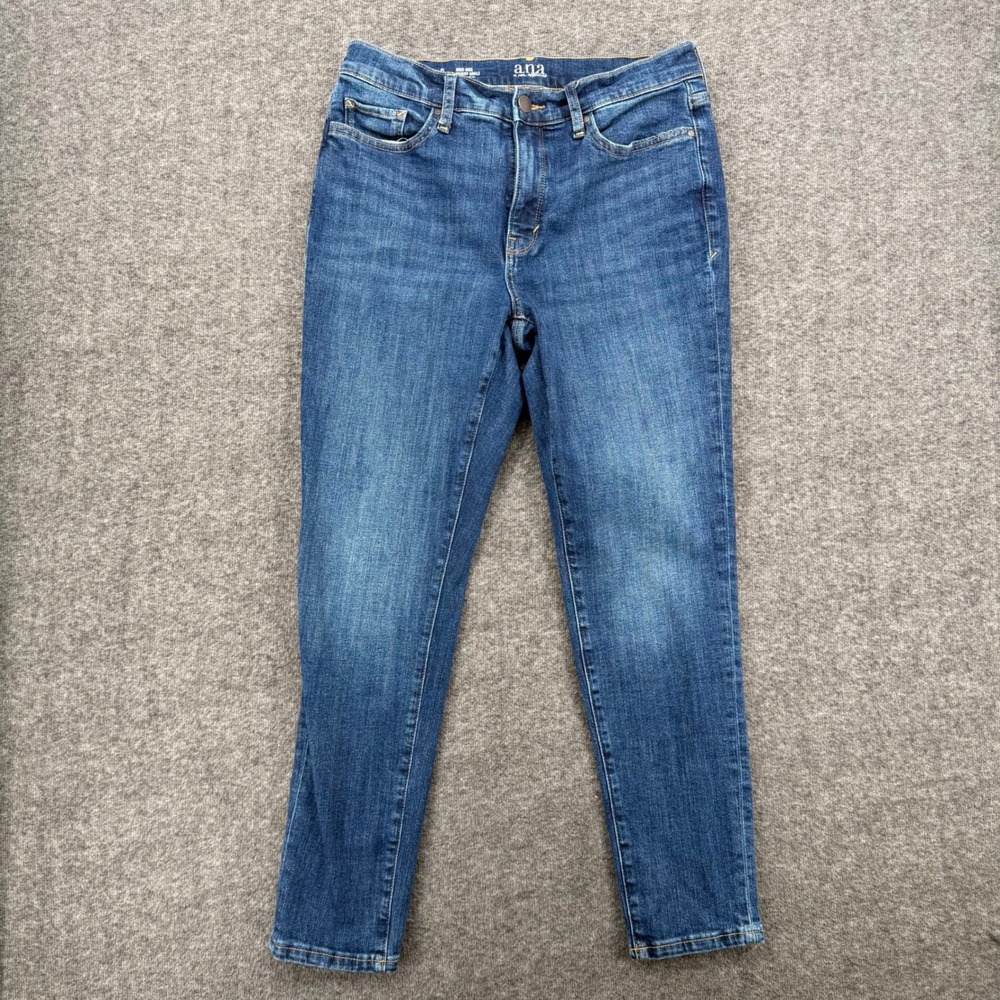 ANA Womens Blue High Rise Skinny Ankle Jeans Size 8 Medium Wash Stretch Denim